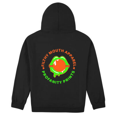 orange and green logo on pull over hoodie Thumbnail
